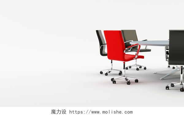 白色背景上的会议椅子Chairs and office table